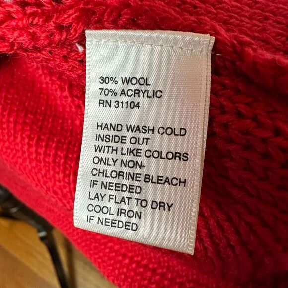 Madison Red Wool Blend Knit Cardigan Jacket L | Textured Holiday Sweater Y2K - Picture 6 of 8